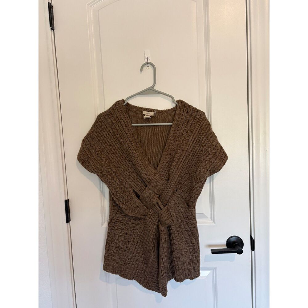Brown Knit Wrap Top by Escio